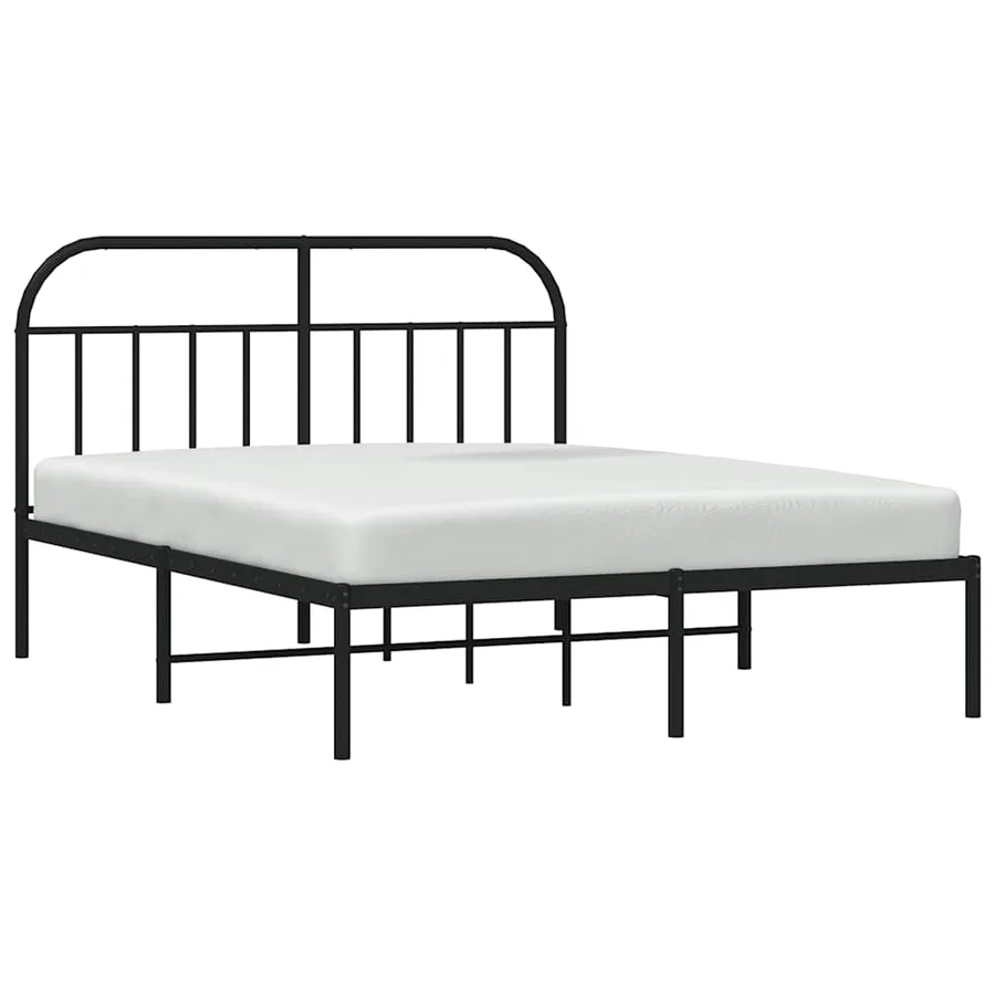 Cadre de lit métal sans matelas avec tête de lit noir 140x200cm - 5