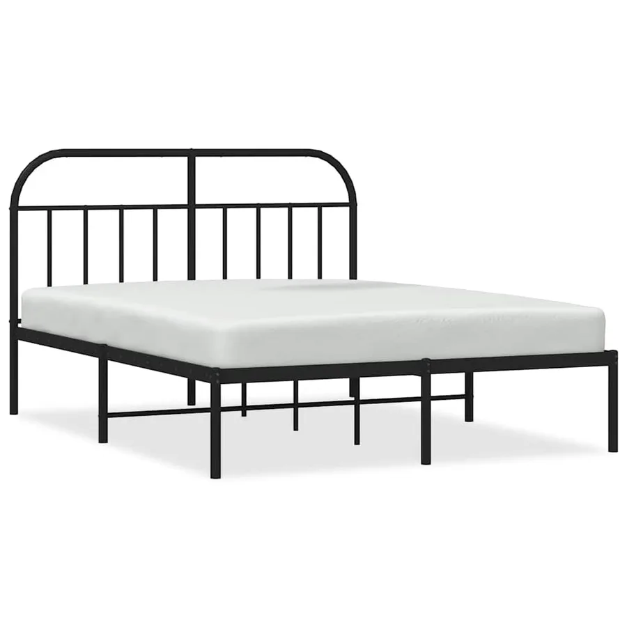 Cadre de lit métal sans matelas avec tête de lit noir 135x190cm - 2