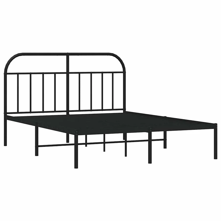 Cadre de lit métal sans matelas avec tête de lit noir 135x190cm - 3