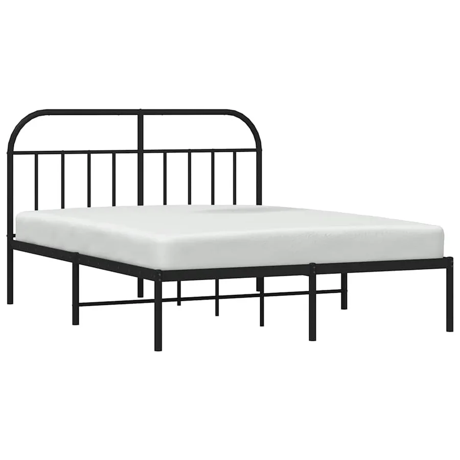 Cadre de lit métal sans matelas avec tête de lit noir 135x190cm - 5