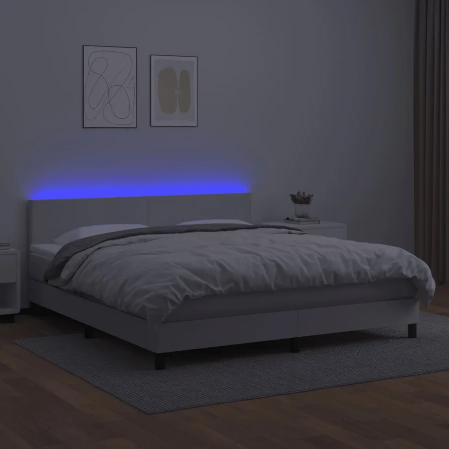 Sommier à lattes de lit avec matelas et LED Blanc 180x200 cm - 4
