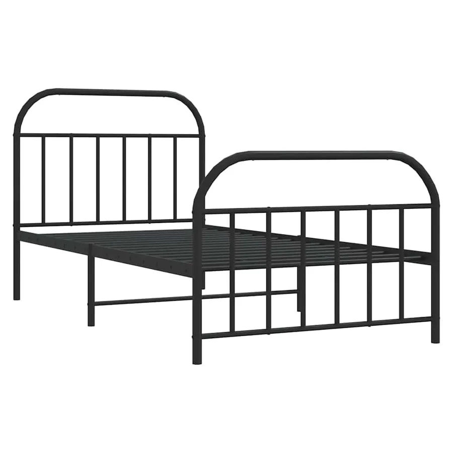 Cadre de lit métal sans matelas et pied de lit noir 100x200 cm - 3