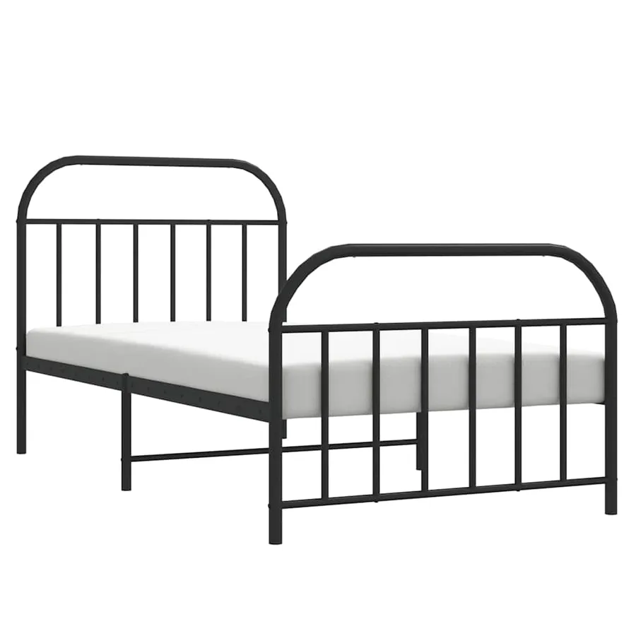 Cadre de lit métal sans matelas et pied de lit noir 100x200 cm - 5
