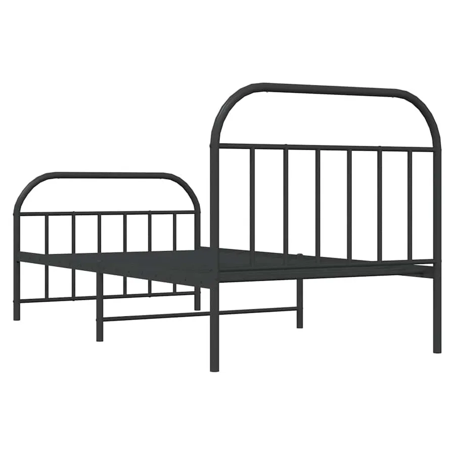 Cadre de lit métal sans matelas et pied de lit noir 100x200 cm - 8