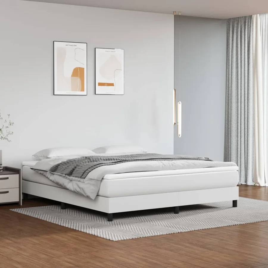 Sommier à lattes de lit avec matelas Blanc 180x200cm Similicuir