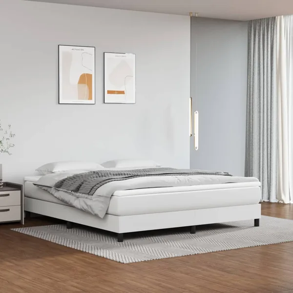 Sommier à lattes de lit avec matelas Blanc 180x200cm Similicuir