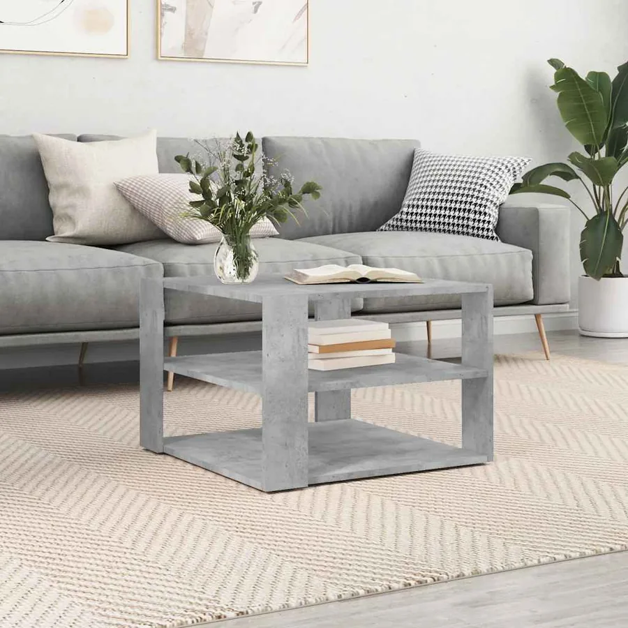 Table basse gris béton 58x58x40 cm bois d'ingénierie