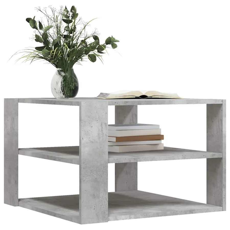 Table basse gris béton 58x58x40 cm bois d'ingénierie - 3