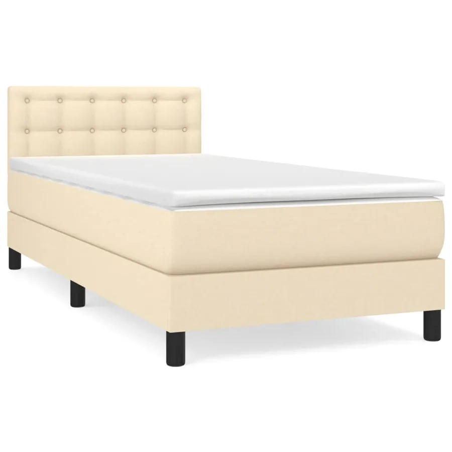 Sommier à lattes de lit avec matelas Crème 80x200 cm Tissu - 2
