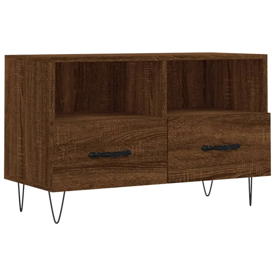 Meuble TV Chêne marron 80x36x50 cm Bois d'ingénierie - 2