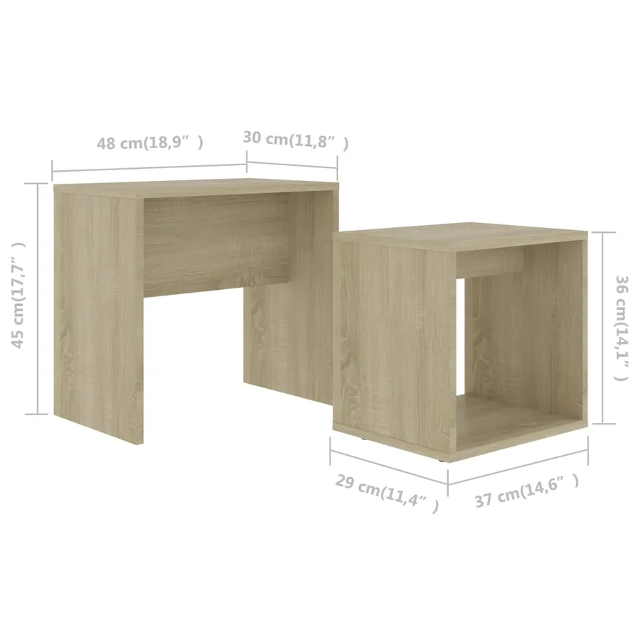 Ensemble de table basse Chêne sonoma 48x30x45cm Bois ingénierie - 6
