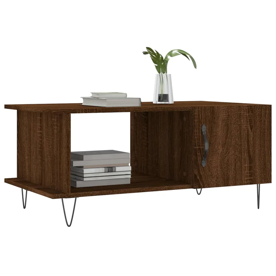 Table basse chêne marron 90x50x40 cm bois d'ingénierie - 3