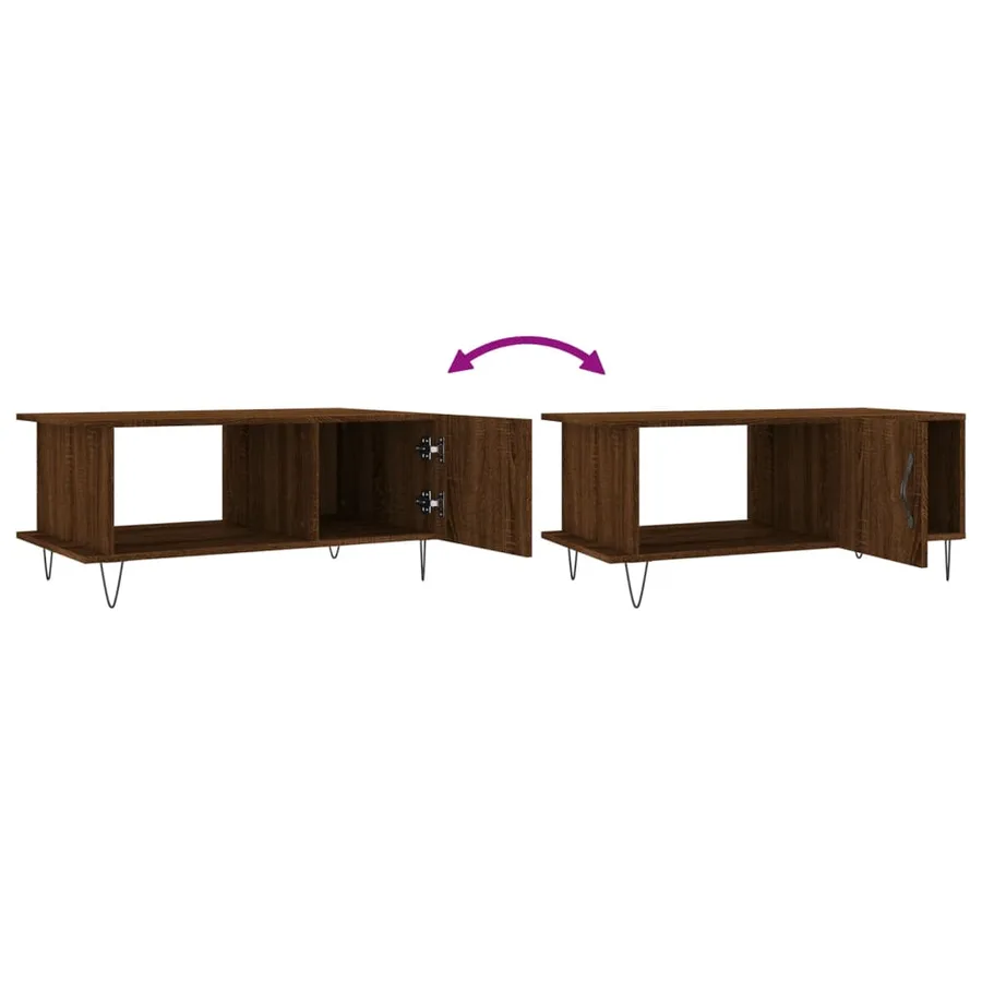 Table basse chêne marron 90x50x40 cm bois d'ingénierie - 9