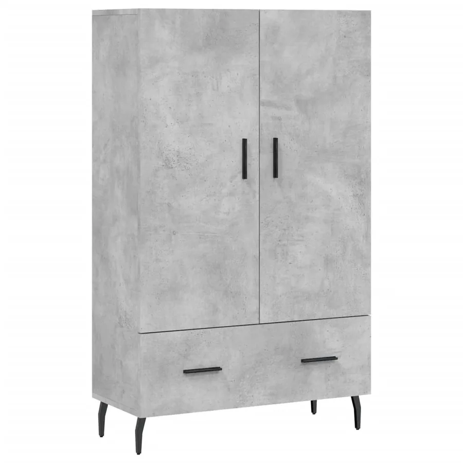 Buffet haut gris béton 69,5x31x115 cm bois d'ingénierie - 2
