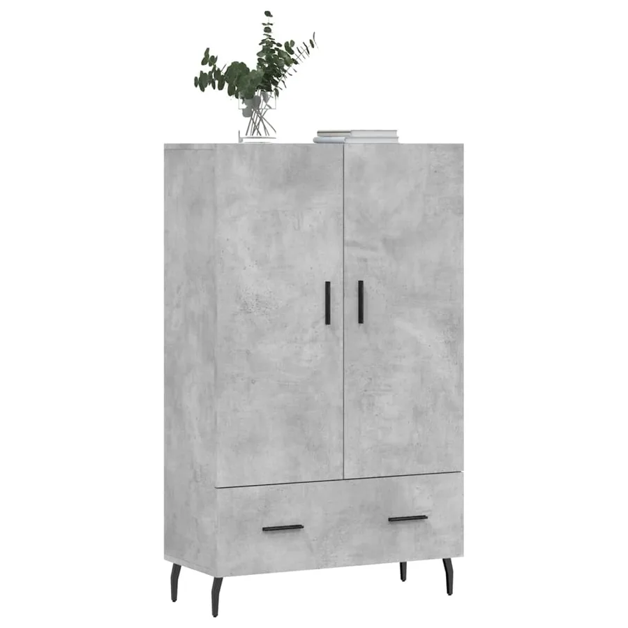 Buffet haut gris béton 69,5x31x115 cm bois d'ingénierie - 3