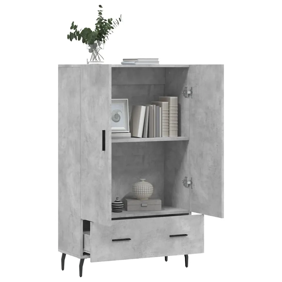 Buffet haut gris béton 69,5x31x115 cm bois d'ingénierie - 4