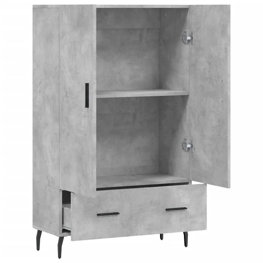 Buffet haut gris béton 69,5x31x115 cm bois d'ingénierie - 5