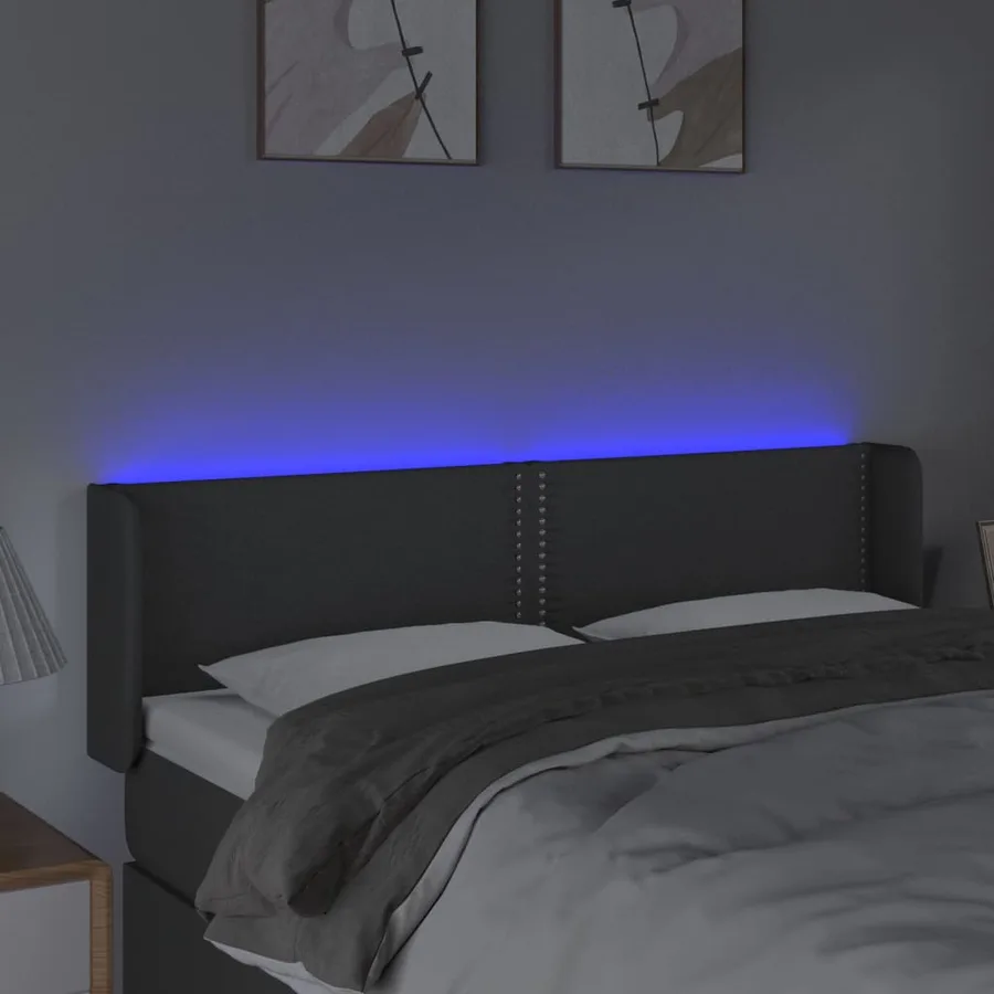 Tête de lit à LED Gris foncé 147x16x78/88 cm Tissu - 4