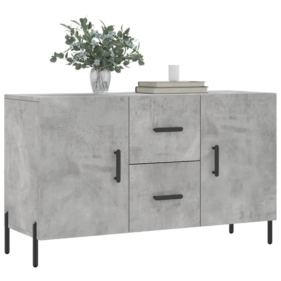 Buffet gris béton 100x36x60 cm bois d'ingénierie - 3