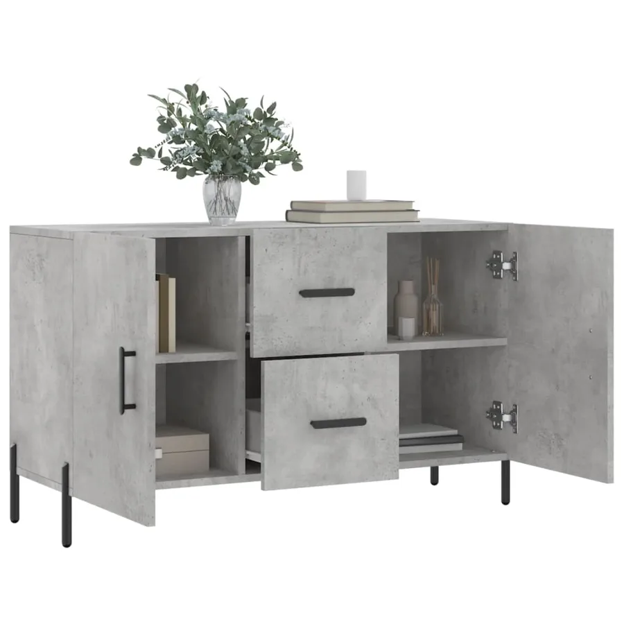 Buffet gris béton 100x36x60 cm bois d'ingénierie - 4