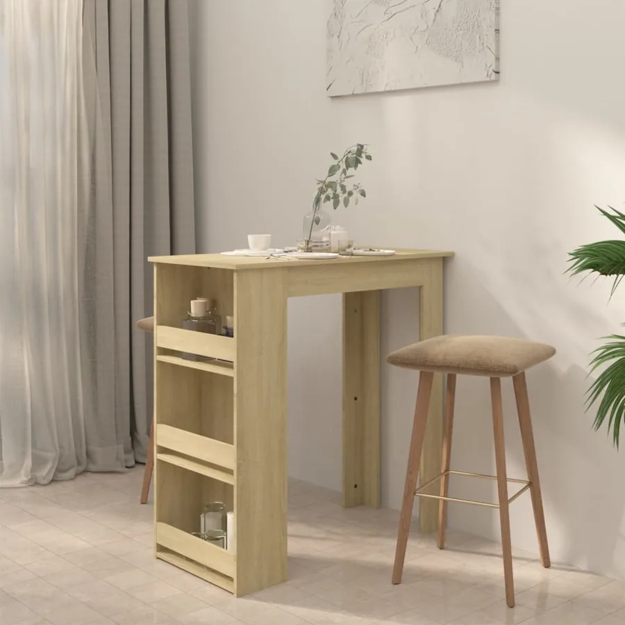 Table de bar avec rangement Chêne sonoma 102x50x103,5 cm - 4