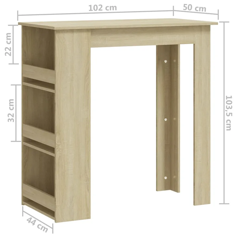 Table de bar avec rangement Chêne sonoma 102x50x103,5 cm - 7