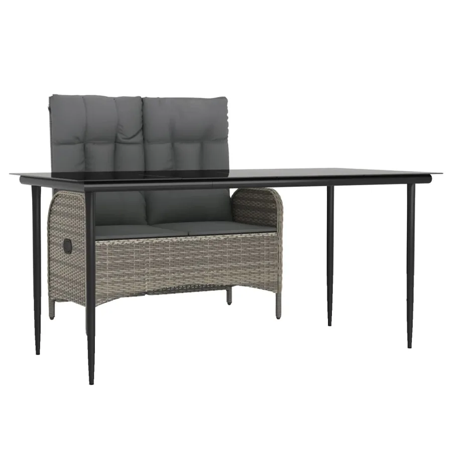 Ensemble à manger jardin et coussins 2 pcs gris rotin - 2