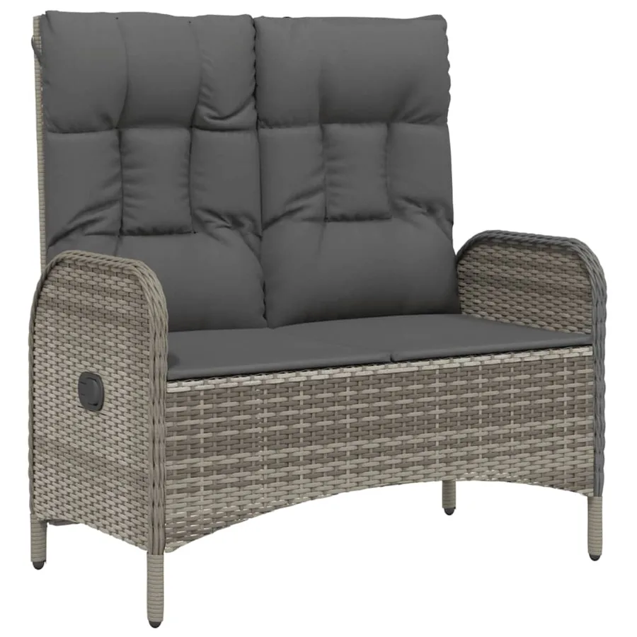 Ensemble à manger jardin et coussins 2 pcs gris rotin - 3