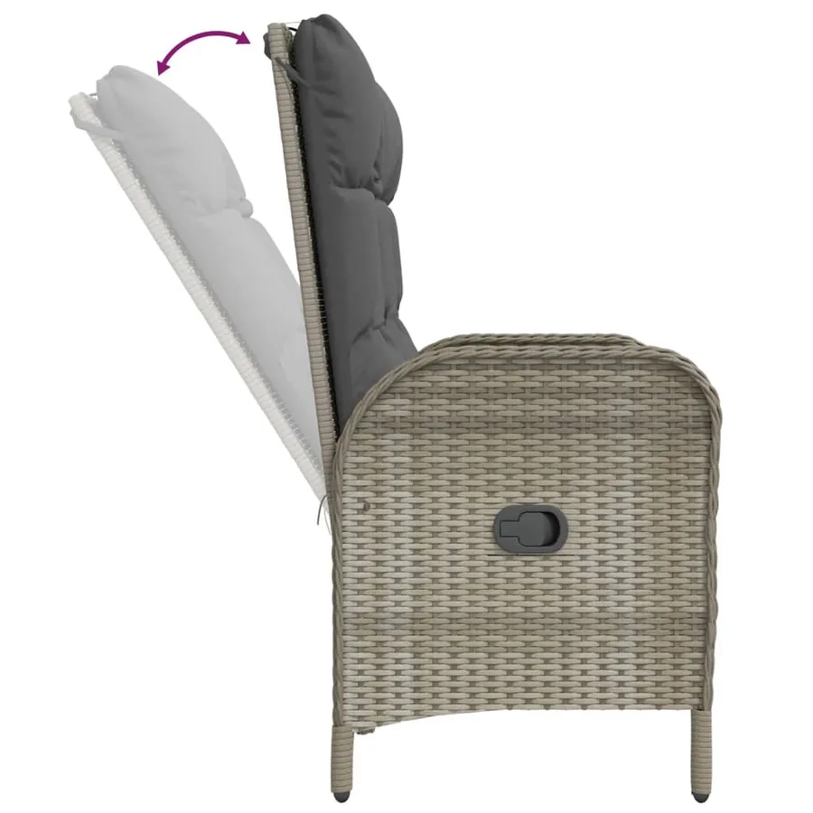 Ensemble à manger jardin et coussins 2 pcs gris rotin - 5