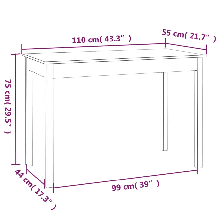 Table à manger 110x55x75 cm Bois massif de pin - 8