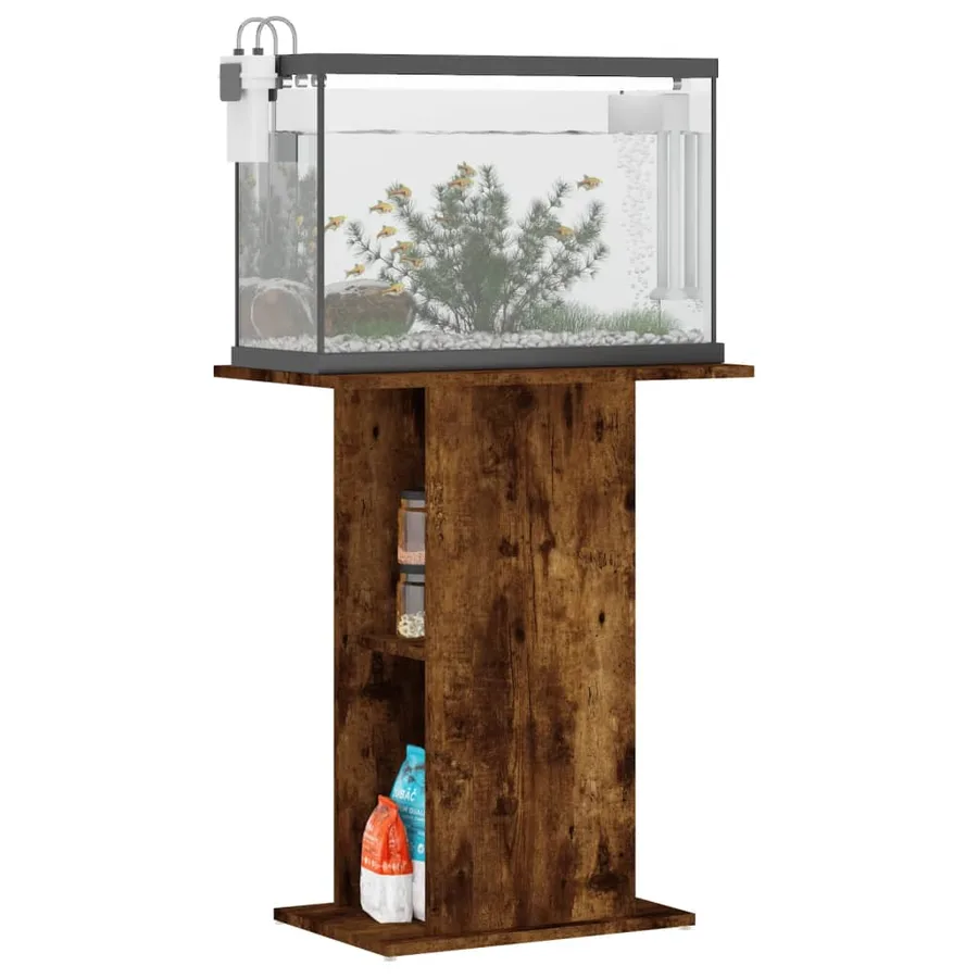 Support d'aquarium chêne fumé 60,5x36x72,5 cm bois d'ingénierie - 3