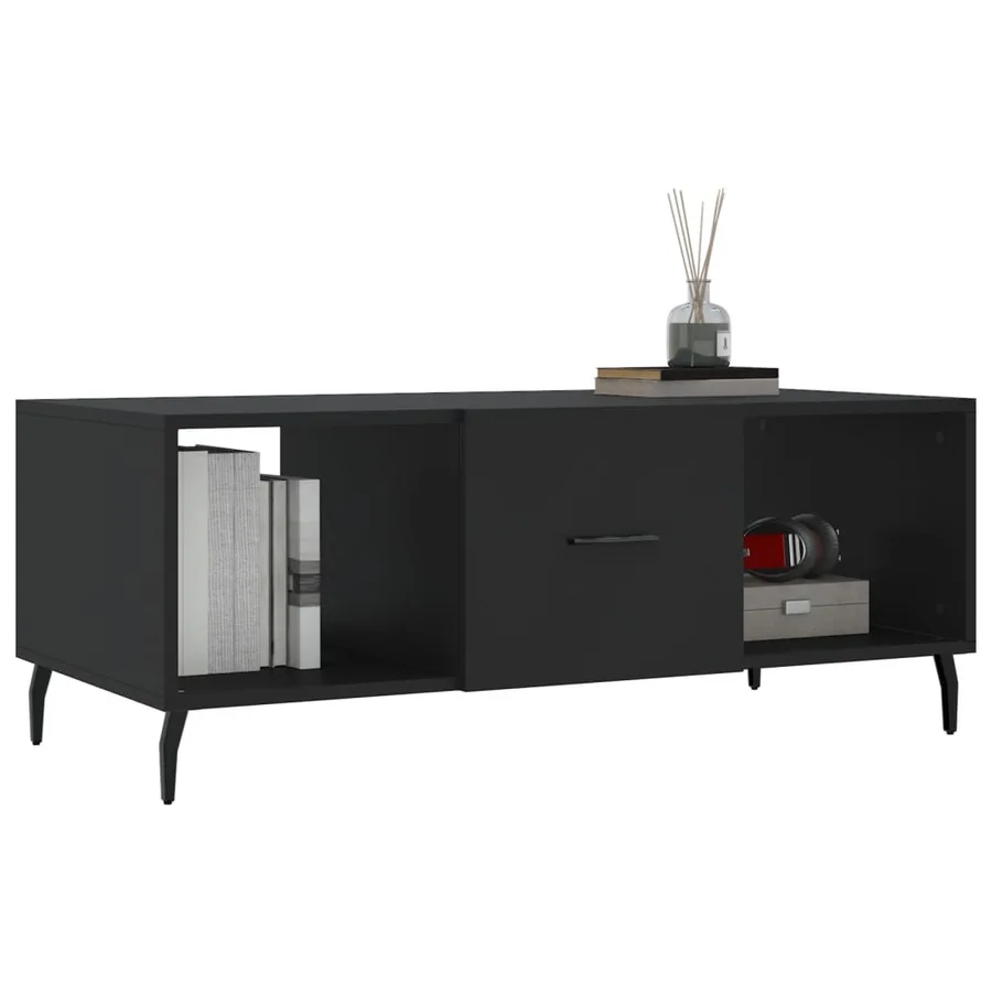 Table basse noir 102x50x40 cm bois d'ingénierie - 3