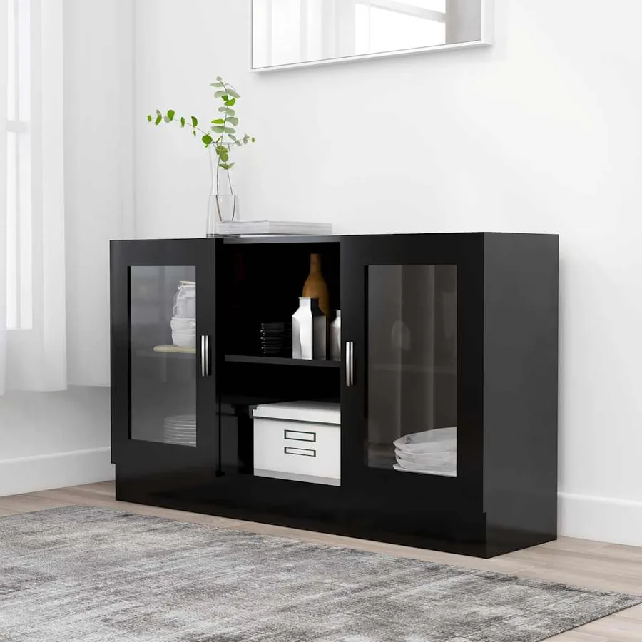 Armoire à vitrine Noir 120x30,5x70 cm Bois d'ingénierie