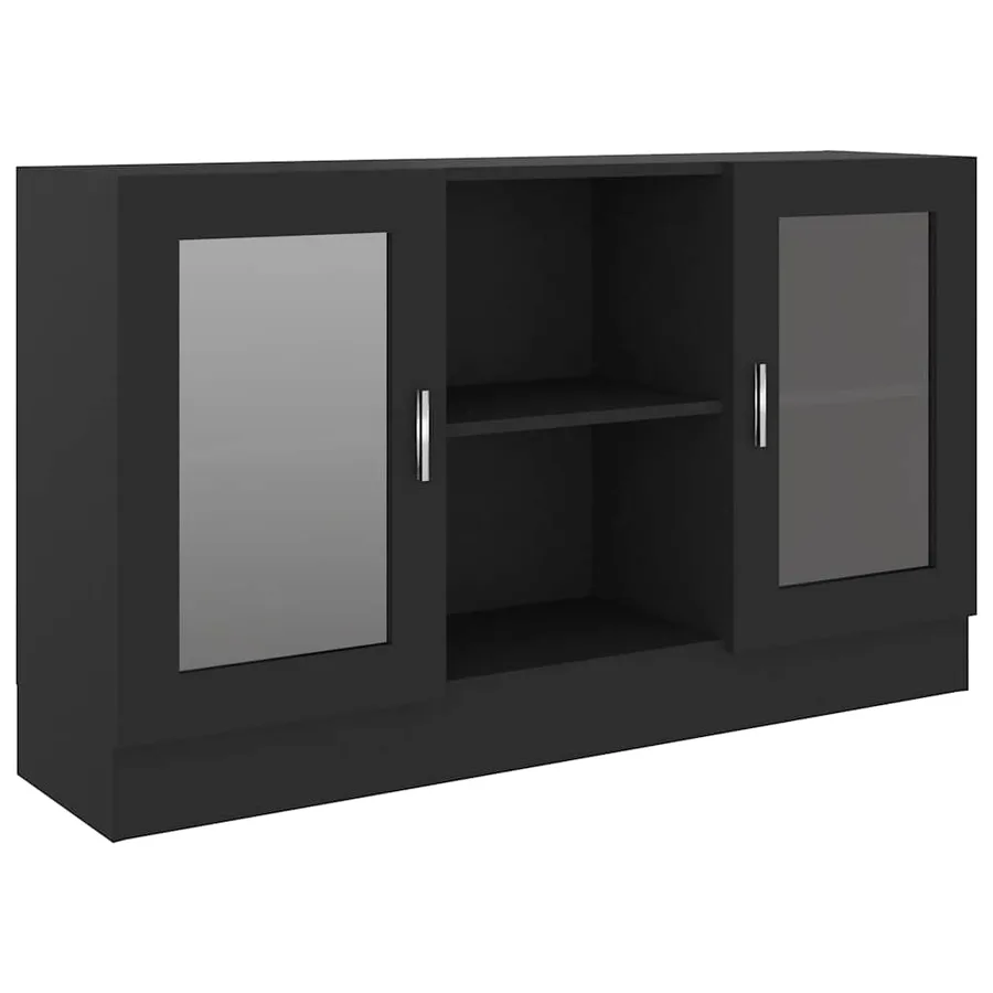 Armoire à vitrine Noir 120x30,5x70 cm Bois d'ingénierie - 2