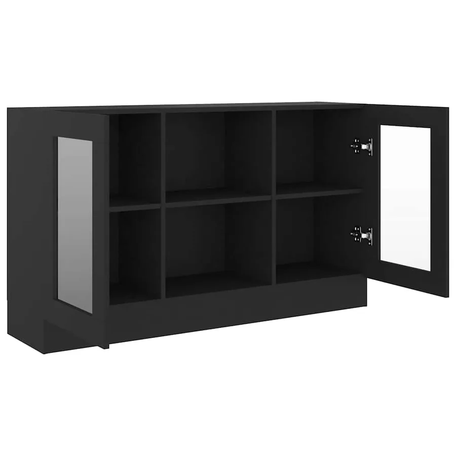 Armoire à vitrine Noir 120x30,5x70 cm Bois d'ingénierie - 4