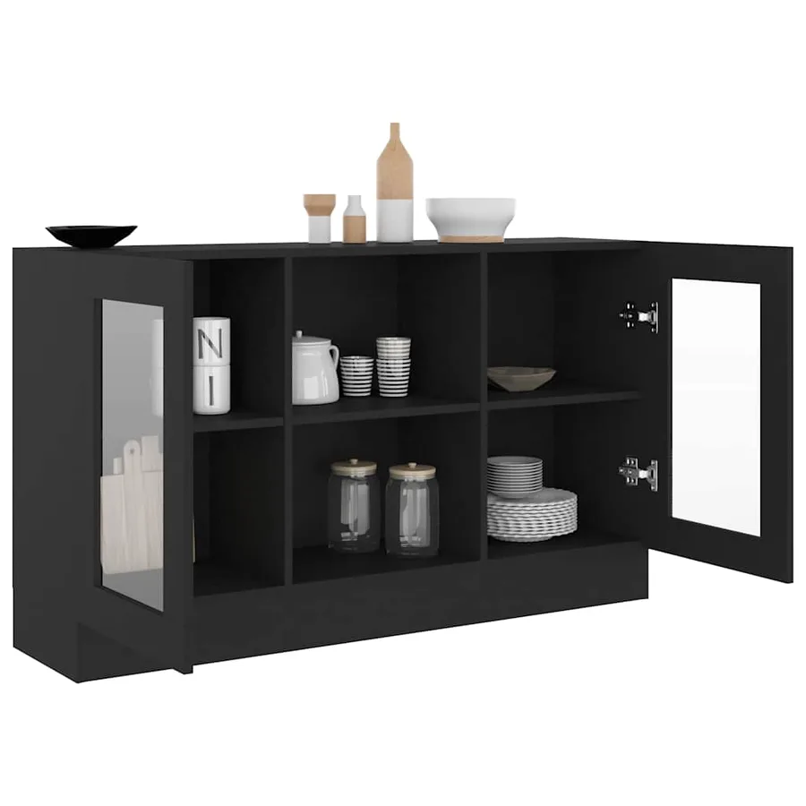 Armoire à vitrine Noir 120x30,5x70 cm Bois d'ingénierie - 7
