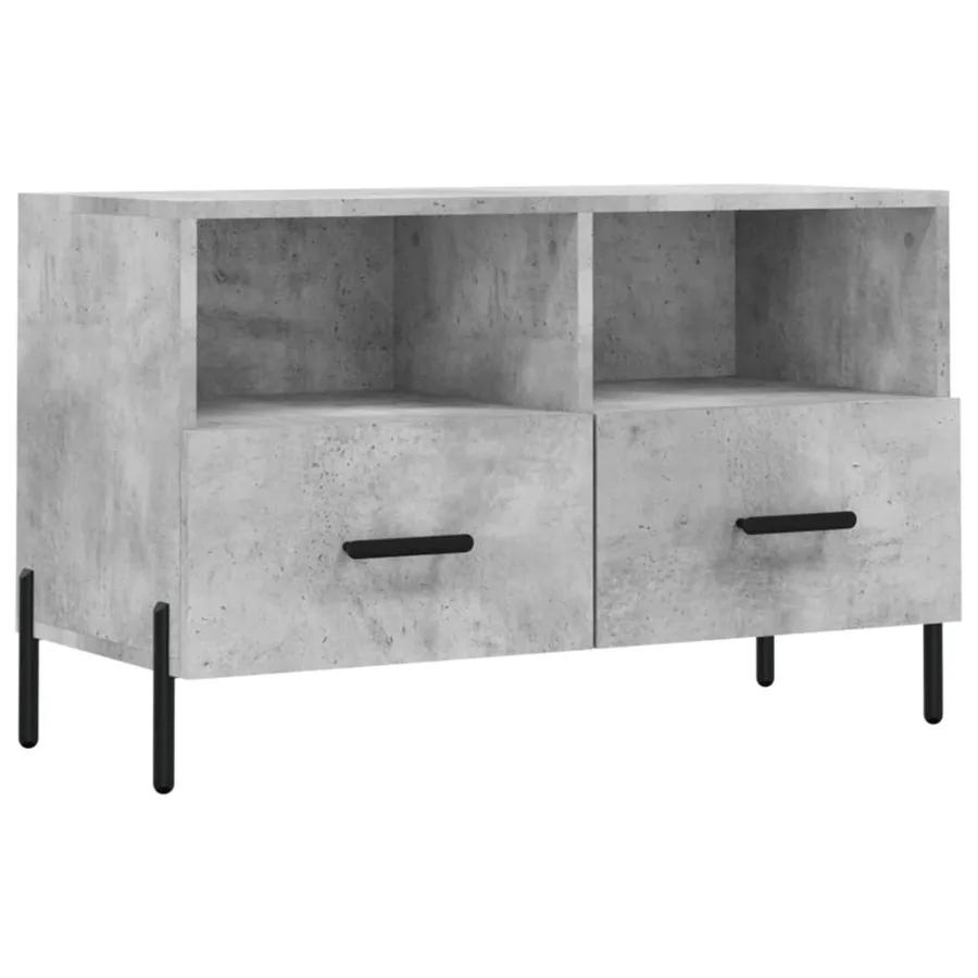 Meuble TV Gris béton 80x36x50 cm Bois d'ingénierie - 2