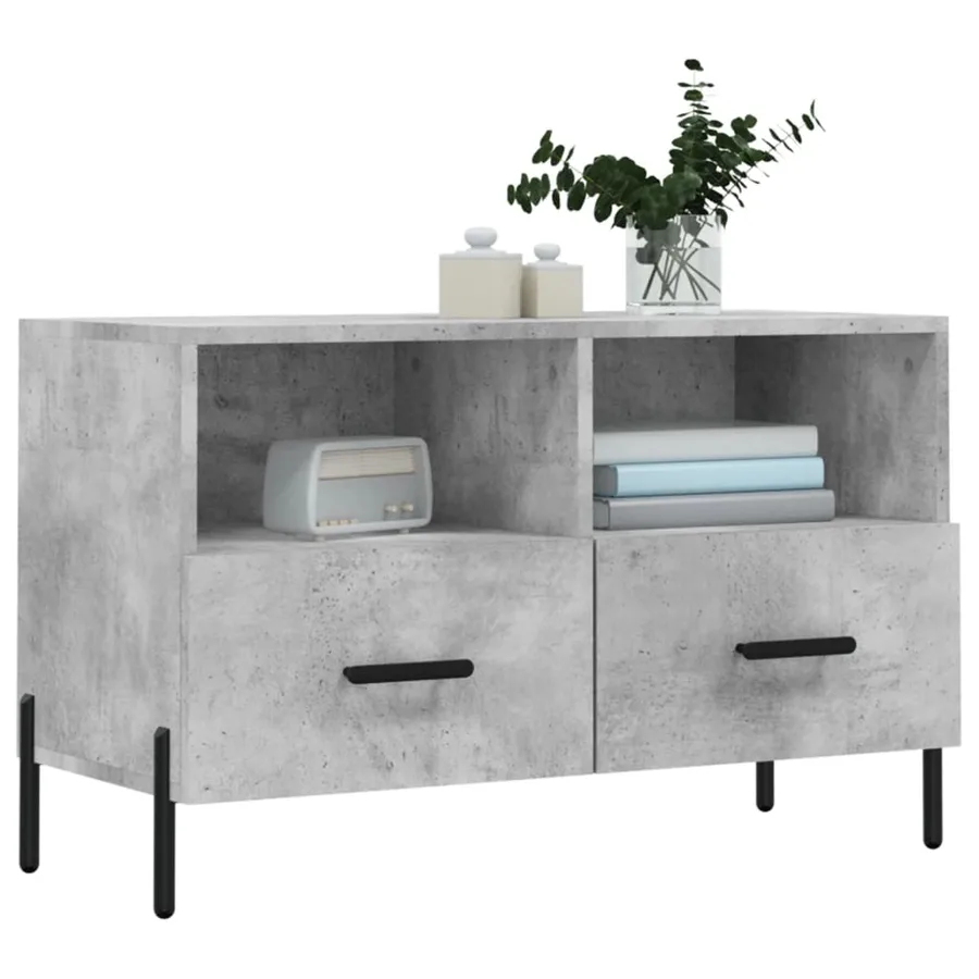 Meuble TV Gris béton 80x36x50 cm Bois d'ingénierie - 3