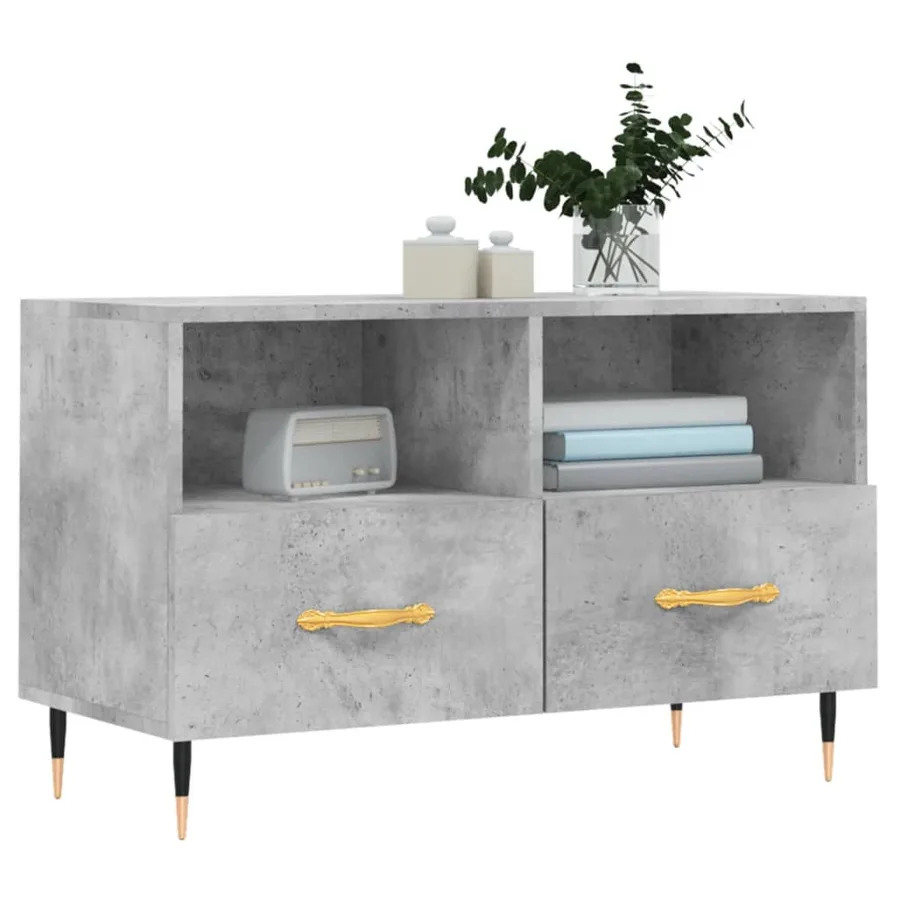 Meuble TV Gris béton 80x36x50 cm Bois d'ingénierie - 3