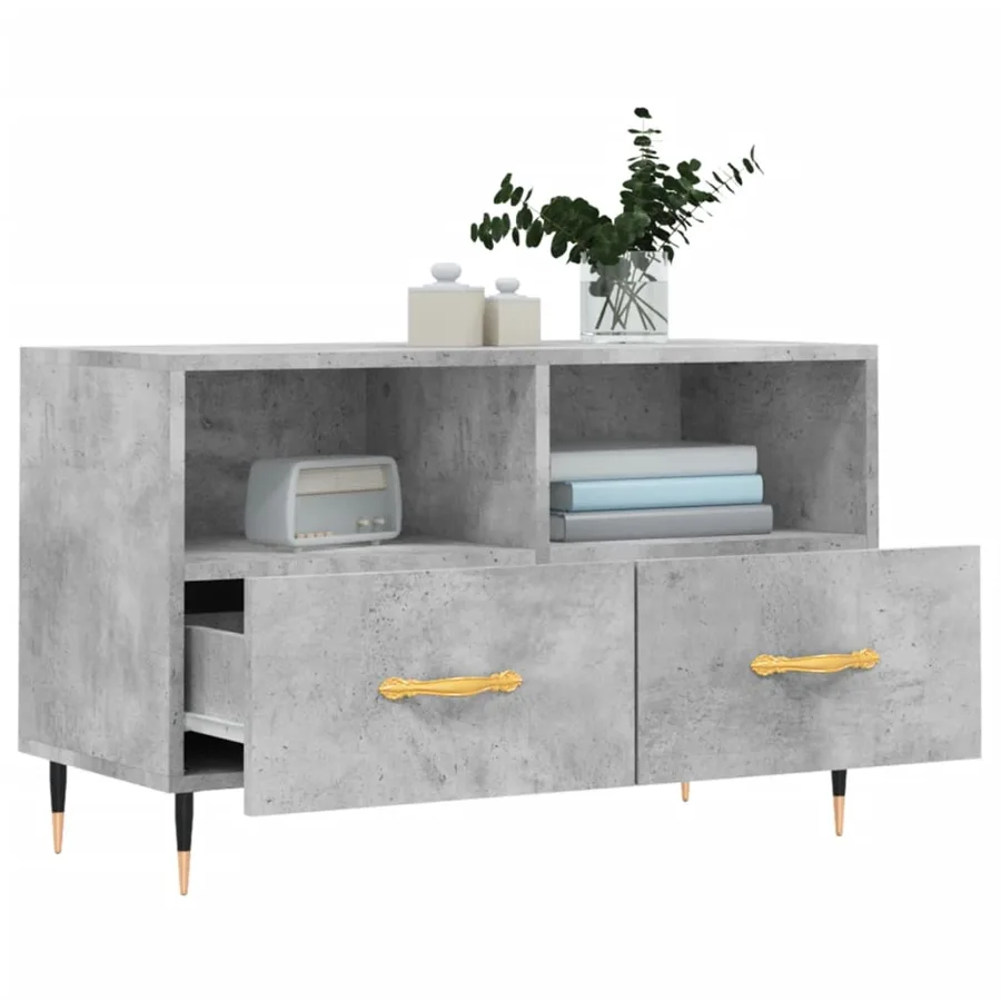Meuble TV Gris béton 80x36x50 cm Bois d'ingénierie - 4