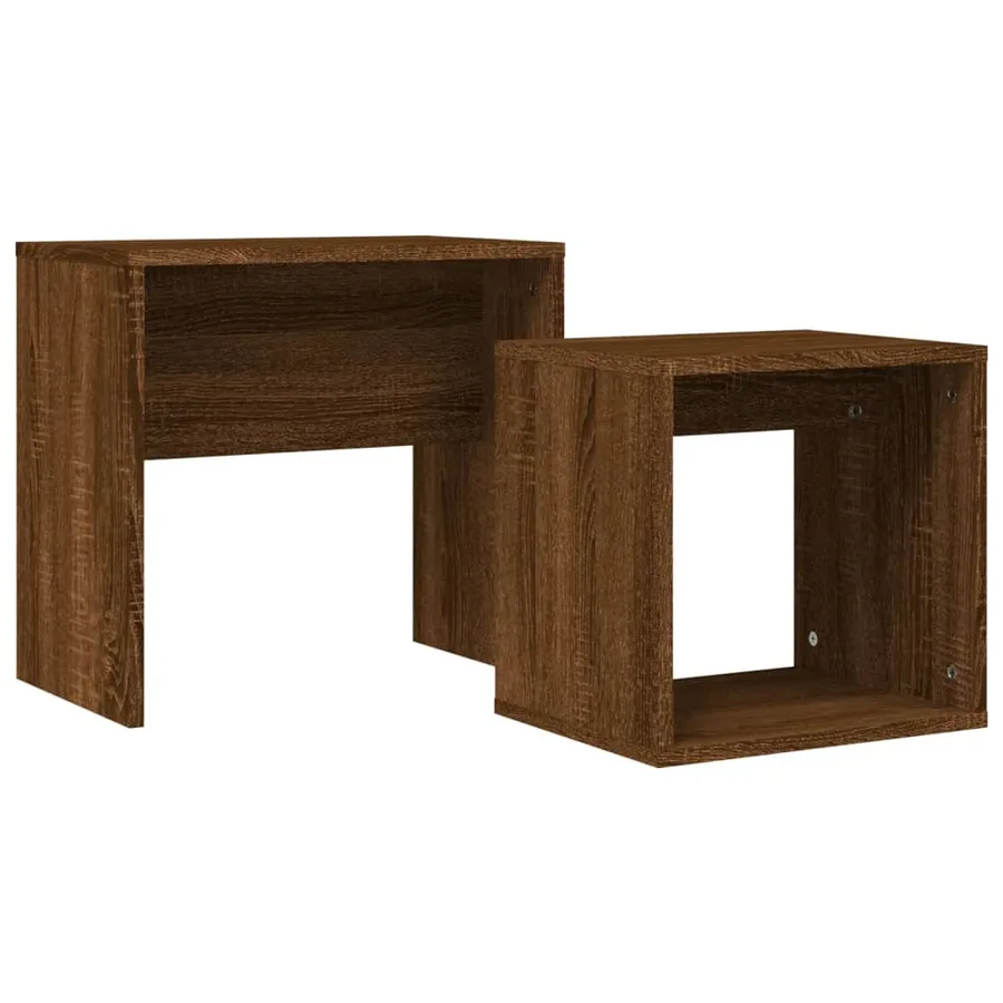 Tables basses gigognes 2 pcs chêne marron bois d'ingénierie - 2