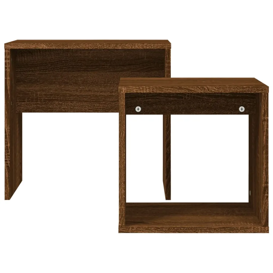 Tables basses gigognes 2 pcs chêne marron bois d'ingénierie - 4
