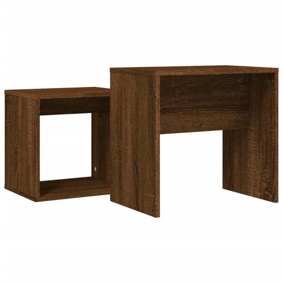 Tables basses gigognes 2 pcs chêne marron bois d'ingénierie - 6