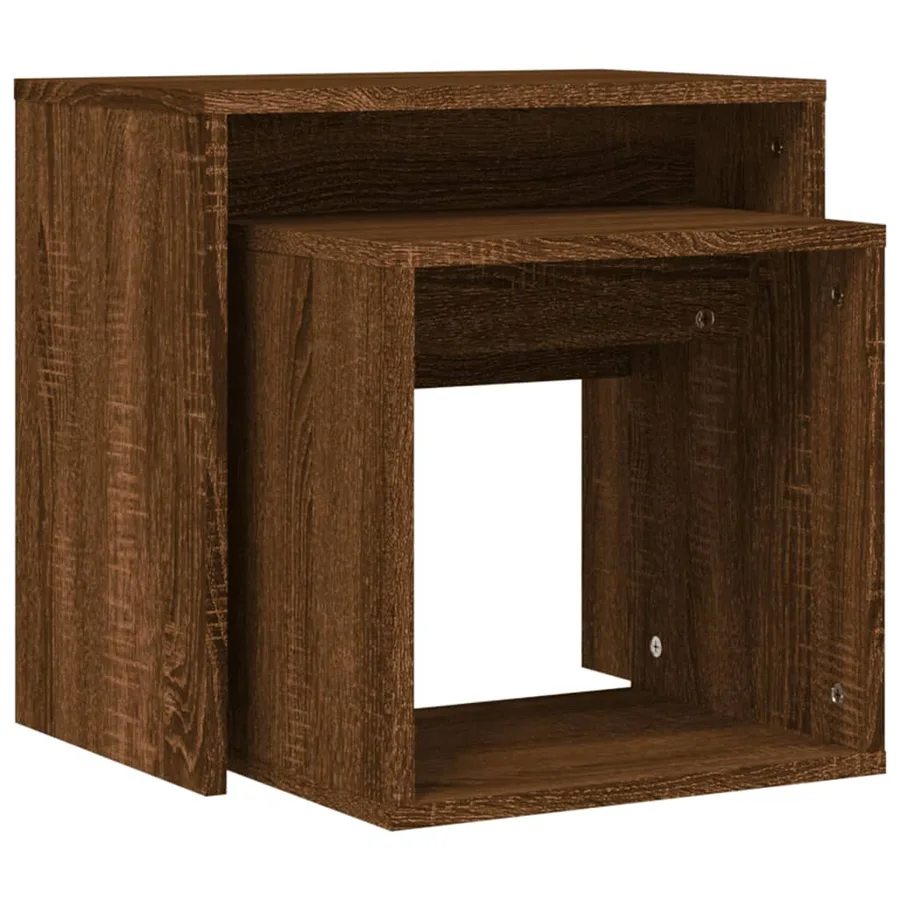 Tables basses gigognes 2 pcs chêne marron bois d'ingénierie - 7