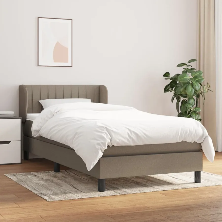 Sommier à lattes de lit avec matelas Taupe 90x190 cm Tissu