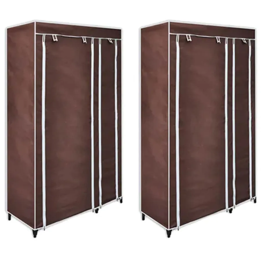 Garde-robe en tissu 2 pcs Marron