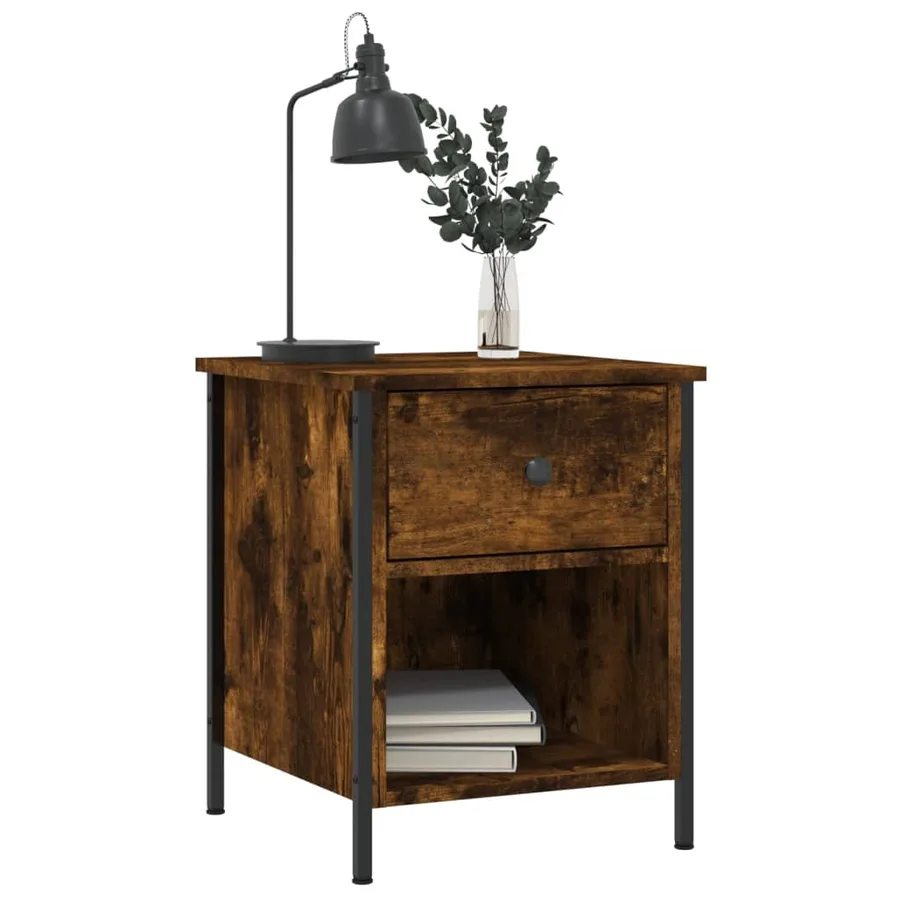 Table de chevet chêne fumé 40x42x50 cm bois d'ingénierie - 3