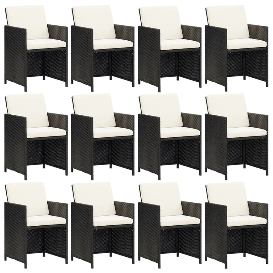 Ensemble à manger de jardin coussins 13 pcs Résine tressée Noir - 6