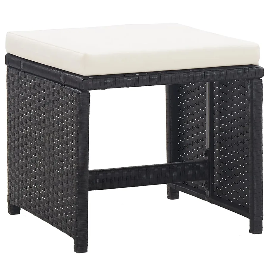 Ensemble à manger d'extérieur 17 pcs avec coussins Rotin Noir - 11