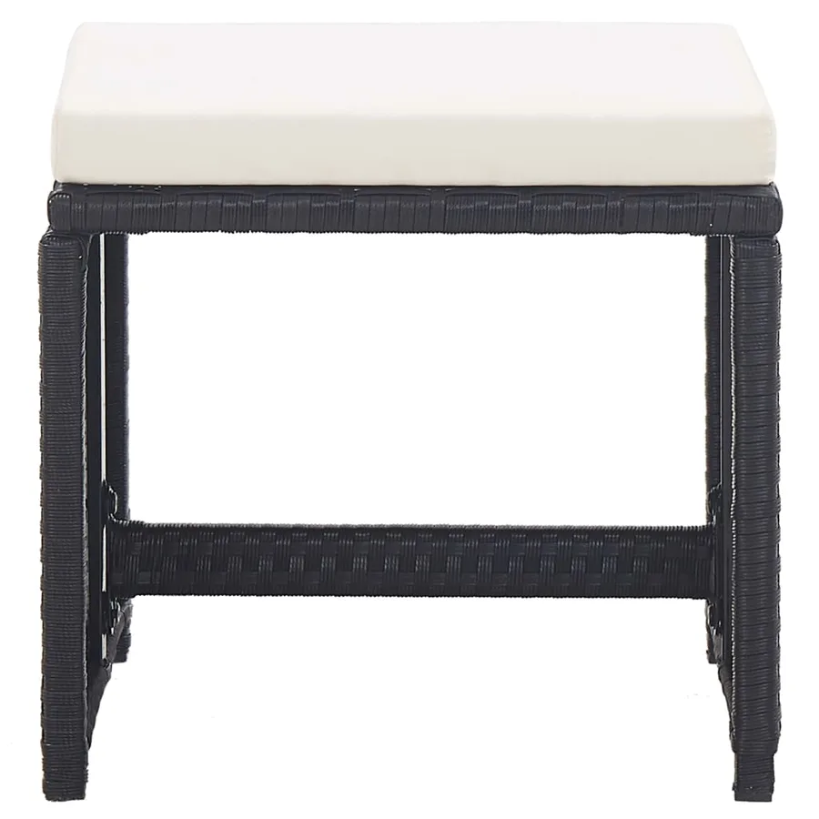 Ensemble à manger d'extérieur 17 pcs avec coussins Rotin Noir - 12